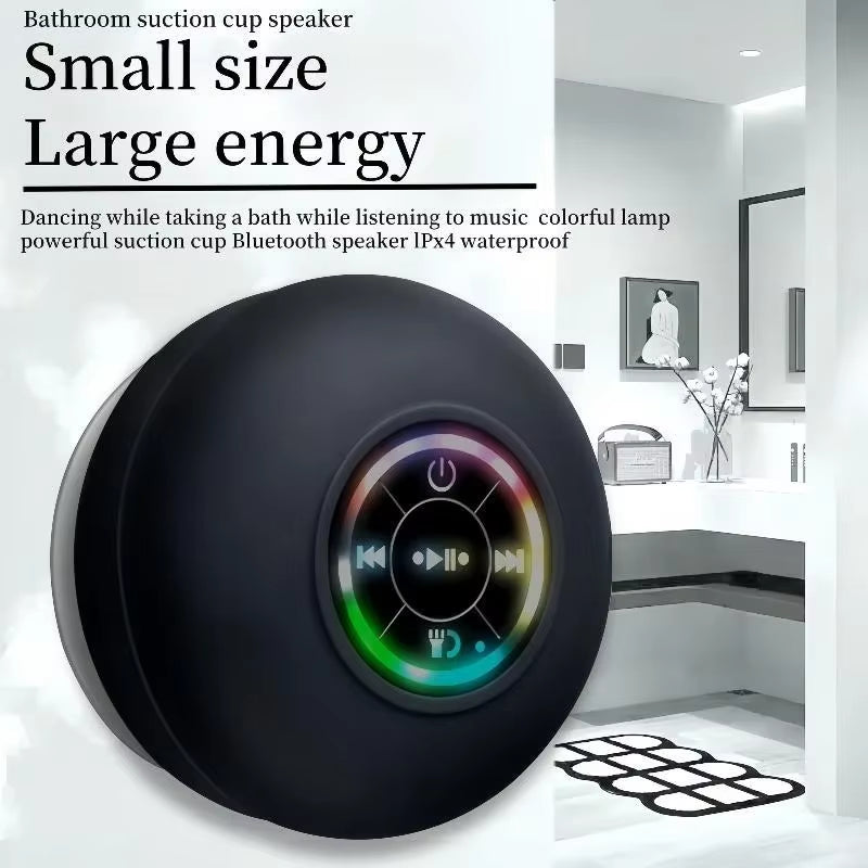 AquaBeat Mini: Waterproof LED Bluetooth Speaker with Powerful Sound & Suction Cup Mount