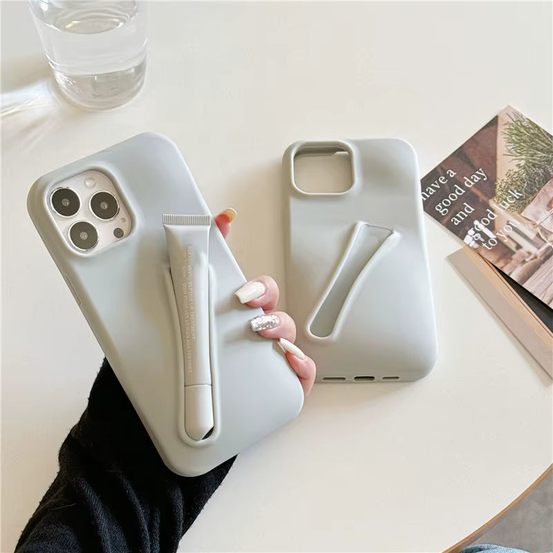 For Iphone 16 15 14 13 12 11 Pro plus Mini Max Xs XR 6 7 8 SE Lip Gloss Holder Silicone Soft Cover Case