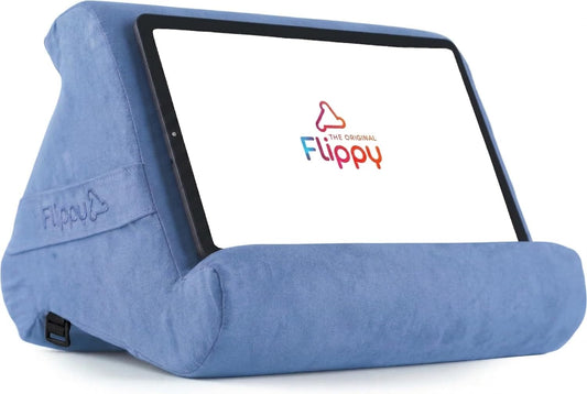 Original Tablet Pillow Stand & Ipad Holder, Gift for Book Lovers & Readers, Multi-Angle Stand with Storage for Lap, Desk & Bed, Compatible with Kindle, Fire, Ipad & Samsung, Bluehue 4.0