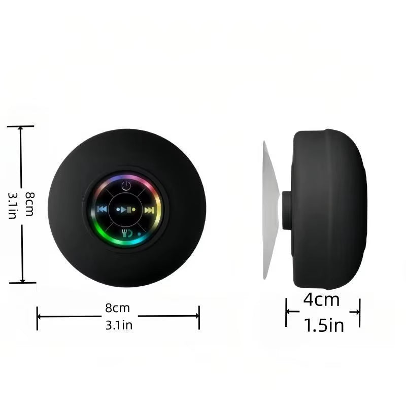 AquaBeat Mini: Waterproof LED Bluetooth Speaker with Powerful Sound & Suction Cup Mount