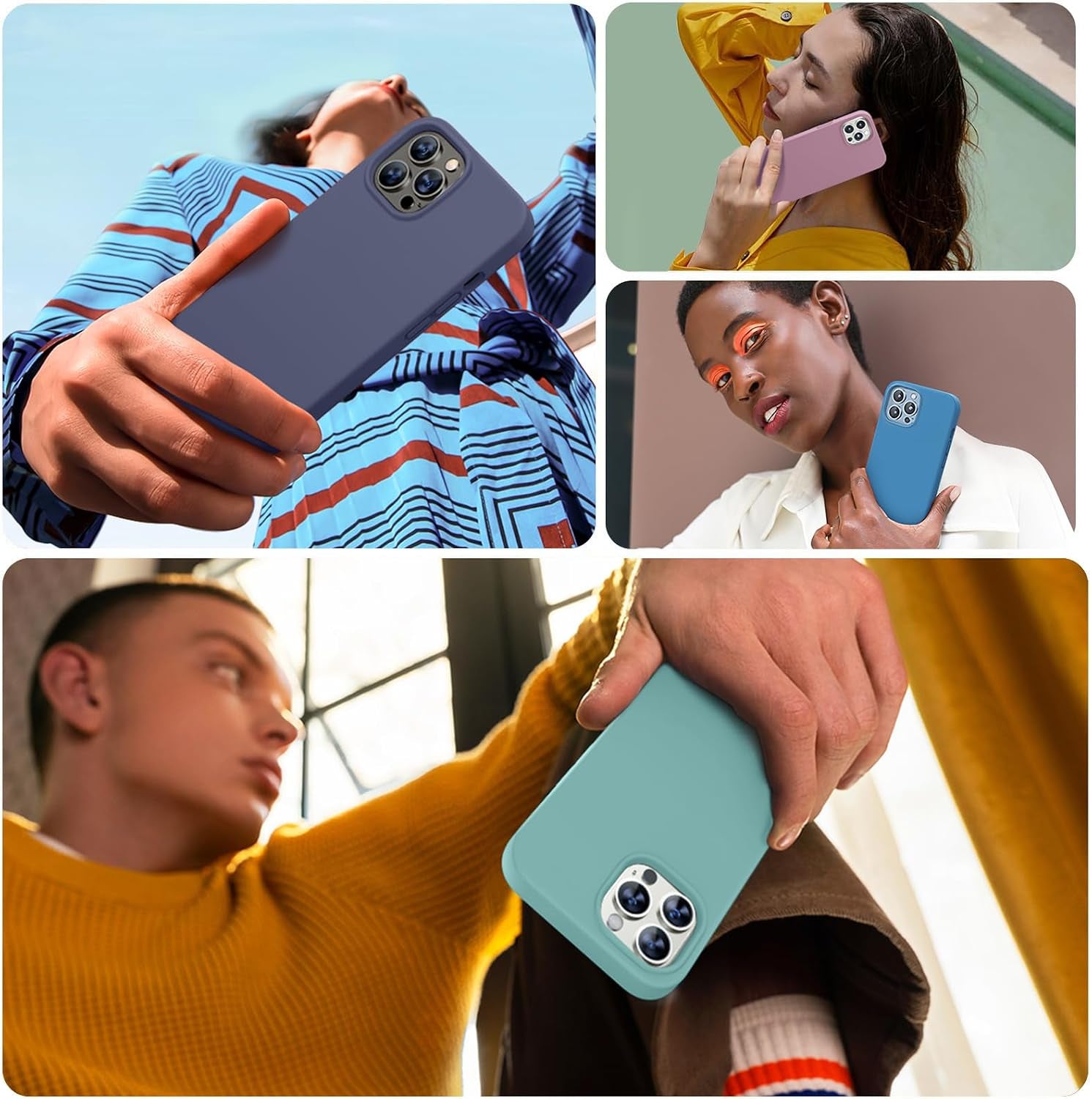 Designed for Iphone 13 Pro Max Case with Screen Protector,[Soft Anti-Scratch Microfiber Lining],Shockproof Liquid Silicone Rubber Phone Case Cover 6.7 Inch, Midnight Green