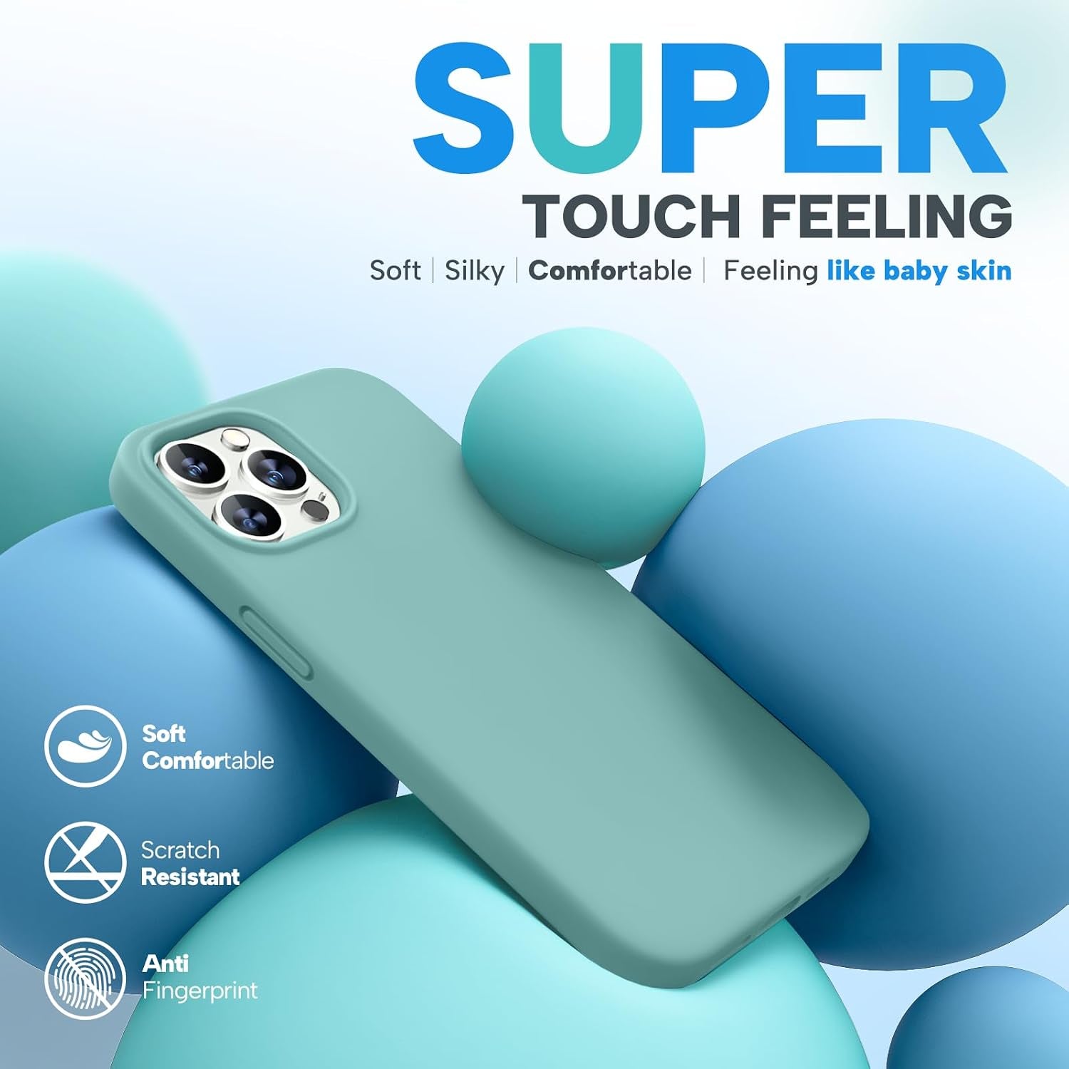 Designed for Iphone 13 Pro Max Case with Screen Protector,[Soft Anti-Scratch Microfiber Lining],Shockproof Liquid Silicone Rubber Phone Case Cover 6.7 Inch, Midnight Green